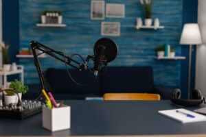 empty-home-recording-studio-with-podcast-equippment